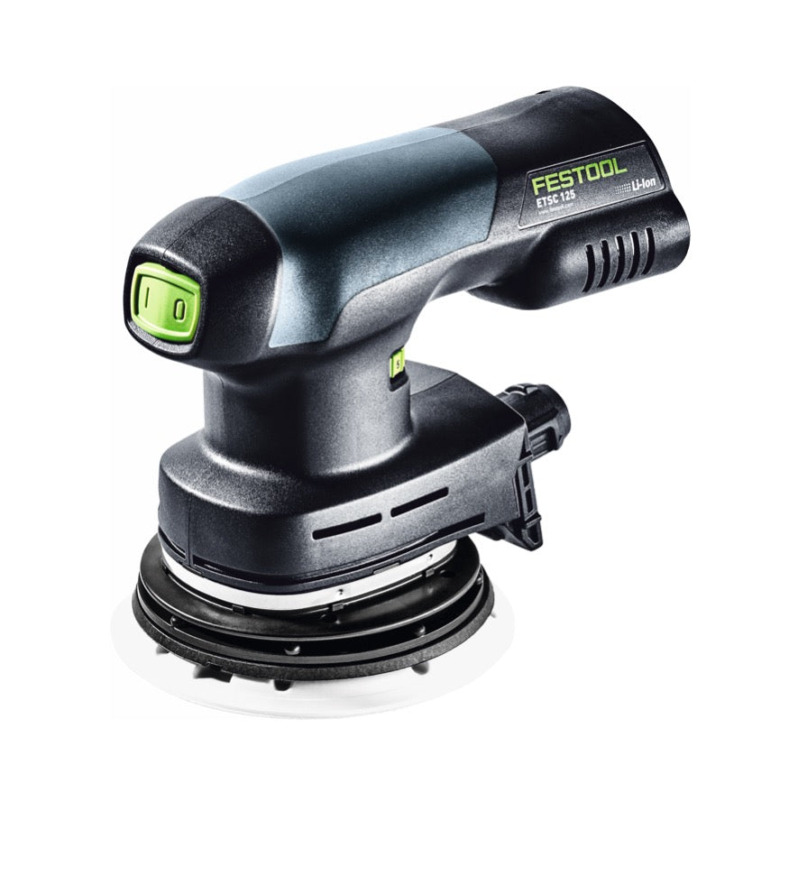 Festool ETSC 125 Li-Basic Akku Exzenterschleifer 18 V 125 mm Brushless + AH-ES-ETS/ETSC Ansetzhilfe 43 - 92° Winkel + Systainer - ohne Akku, ohne Ladegerät - Toolbrothers