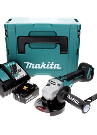 Makita DGA 506 RG1J Meuleuse d'angle sans fil 18 V 125 mm Brushless + 1x Batterie 6.0 Ah + Chargeur + Coffret Makpac