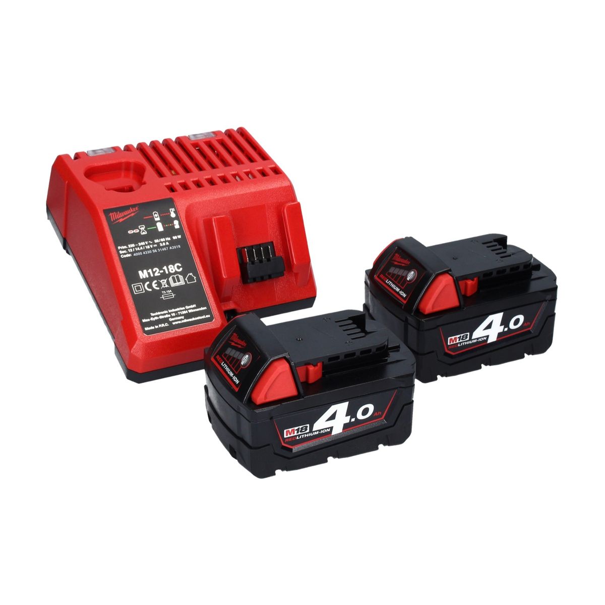 Milwaukee M18 ONEPD2-402C Akku Schlagbohrschrauber 18 V 135 Nm Brushless One Key Bluetooth + 2x Akku 4,0 Ah + Ladegerät