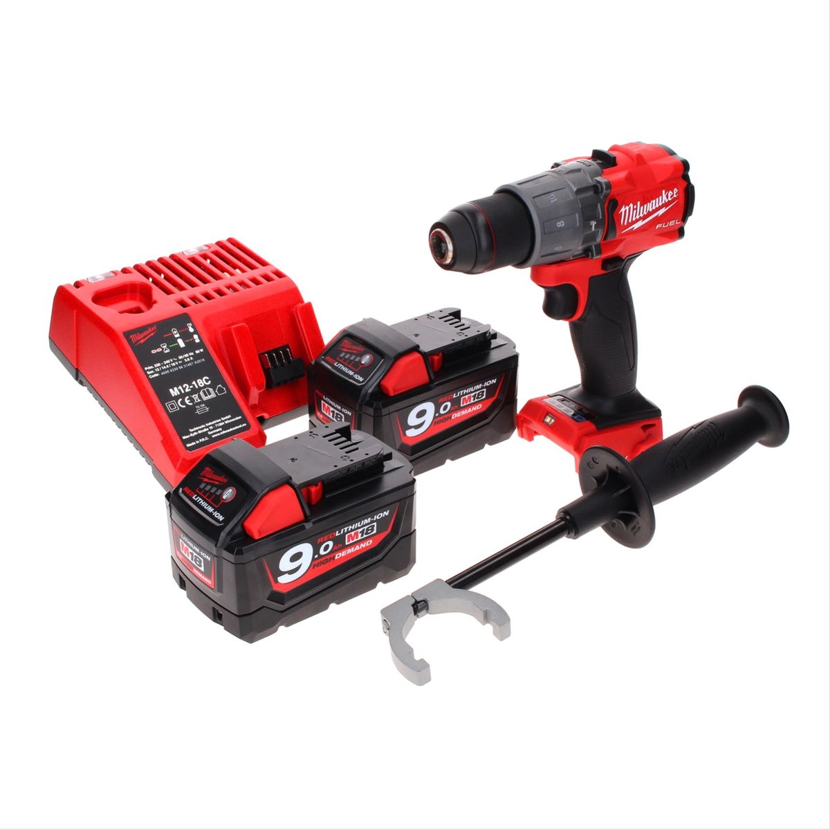 Milwaukee M18 ONEPD2-902C Perceuse à percussion sans fil 18 V 135 Nm Brushless One Key Bluetooth + 2x Batteries 9,0 Ah + Chargeur