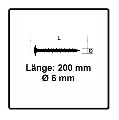 SPAX HI.FORCE Vis à bois 6,0 x 200 mm - Tête disque, Filetage partiel, Torx T-Star Plus T30, Wirox 4CUT, 50 pcs. ( 0251010602005 )