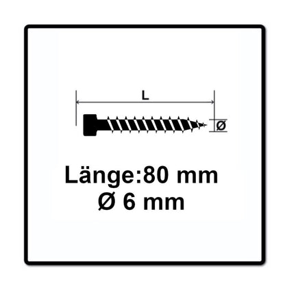 SPAX IN.FORCE Vis 6,0 x 80mm -  Filetage complet - Tête cylindrique - Torx T-STAR Plus T30 -  WIROX - Pointe de perçage 4CUT -200 pcs. (1211010600805)