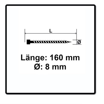 SPAX IN.FORCE Vis 8,0 x 160mm - Filetage complet - Tête cylindrique - Torx T-STAR Plus T40 - WIROX - Pointe de perçage CUT - 50 pcs. (1221010801605)