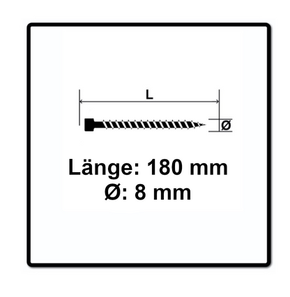 SPAX IN.FORCE Vis 8,0 x 180mm - Torx T-STAR Plus T40 - Filetage complet - Tête cylindrique - WIROX - Pointe de perçage CUT 50 pcs. (1221010801805)