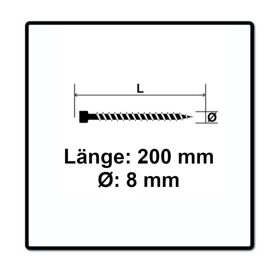 SPAX IN.FORCE Vis 8,0 x 200 mm - Torx T-STAR Plus T40 - Filetage complet - Tête cylindrique - WIROX - Pointe de perçage CUT 50 pcs. (1221010802005)