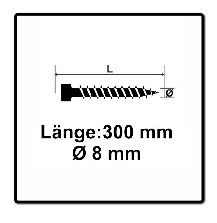 SPAX IN.FORCE Vis 8,0 x 300mm Torx T-STAR Plus T40 - Filetage complet -Tête cylindrique - WIROX - Pointe de perçage CUT 50 pcs. (1221010803005)