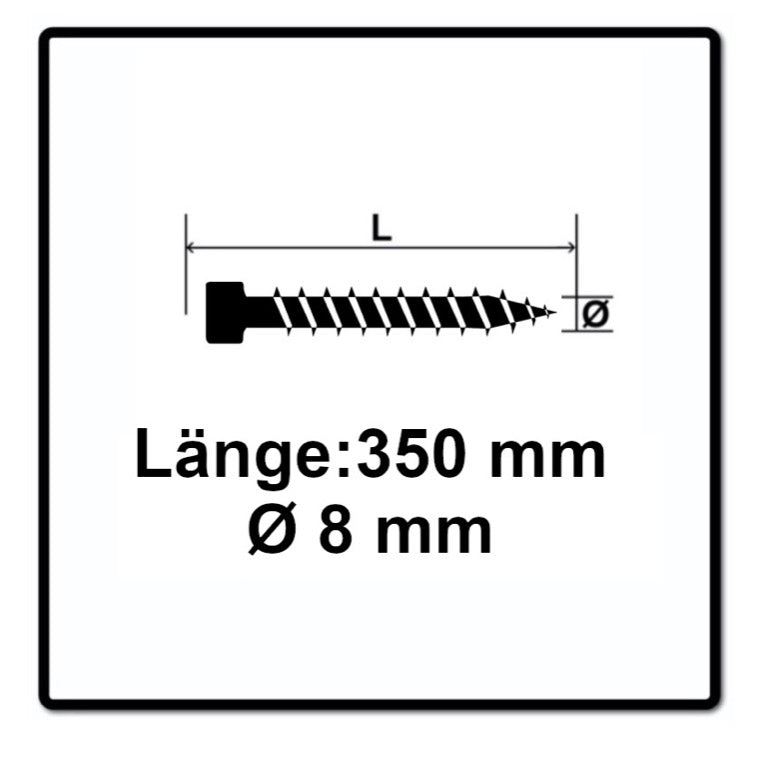 SPAX IN.FORCE Vis 8,0 x 350mm Torx T-STAR Plus T40 - Filetage complet - Tête cylindrique - WIROX - Pointe de perçage CUT 50 pcs. (1221010803505)