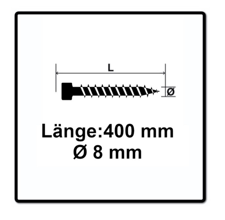 SPAX IN.FORCE Vis 8,0 x 400mm Torx T-STAR Plus T40 - Filetage complet - Tête cylindrique - WIROX - Pointe de perçage CUT 50 pcs. (1221010804005)