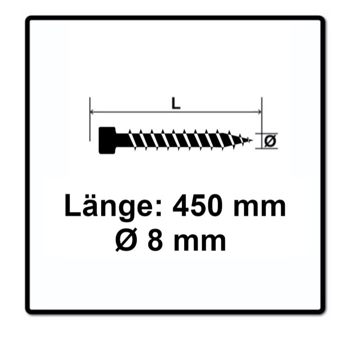 SPAX IN.FORCE Schraube 8,0 x 450 mm 50 Stk. Torx T-STAR Plus T40 ( 1221010804505 ) Vollgewinde Zylinderkopf WIROX CUT Bohrspitze - Toolbrothers