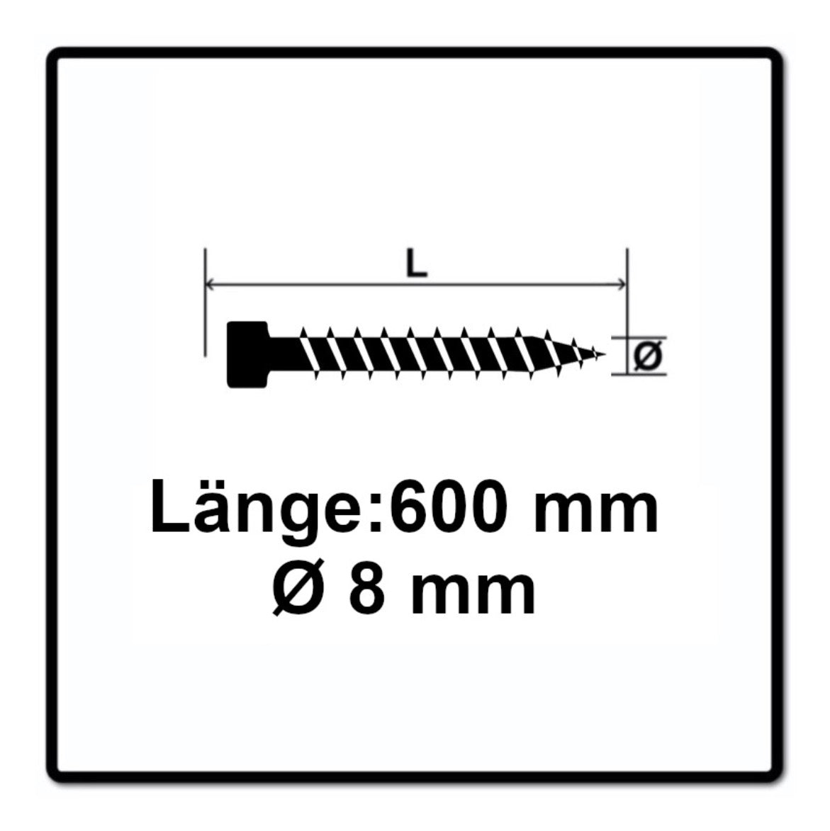 SPAX IN.FORCE Vis 8,0 x 600 mm, 25 pcs. Torx T-STAR Plus T40, Tête cylindrique, Filetage total, WIROX, CUT, Pointe de perçage (1221010806005 )