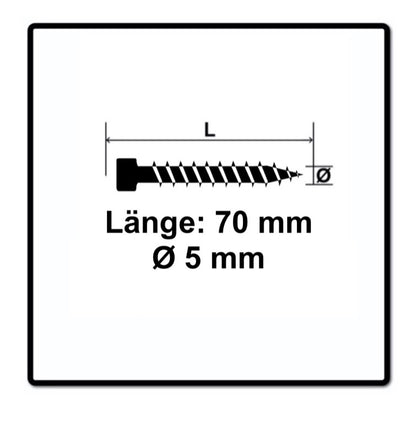 SPAX Vis de terrasse 5,0 x 70 mm acier inoxydable A2 - 250 pcs. (0537000500705) Filetage de fixation culasse Torx T-STAR Plus T25 Cut