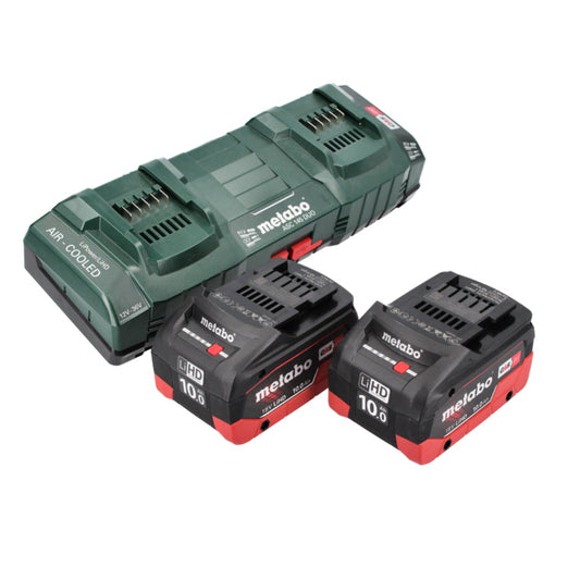 Kit de base Metabo 18 V 2x batterie 10,0 Ah LIHD + ASC 145 DUO double chargeur système CAS