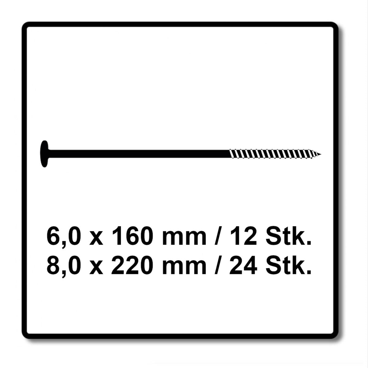 SPAX 2x Zeltschrauben Camping Set 6 x 160 mm und 8 x 220 mm WIROX ( 2x 4000009100019 )