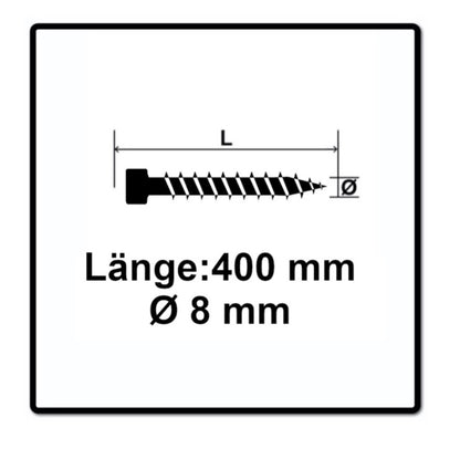 Vis SPAX IN.FORCE 8,0 x 400 mm 100 pièces (2x 1221010804005) Culasse entièrement filetée Torx T-STAR Plus T40 Foret WIROX CUT