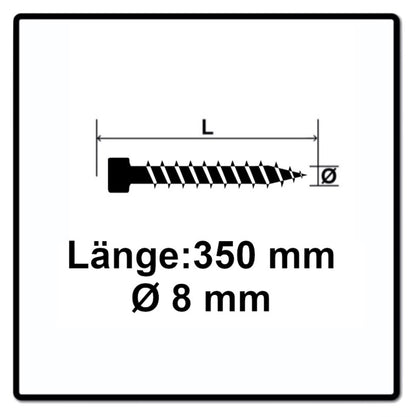 Vis SPAX IN.FORCE 8,0 x 350 mm 100 pièces (2x 1221010803505) Culasse entièrement filetée Torx T-STAR Plus T40 Foret WIROX CUT