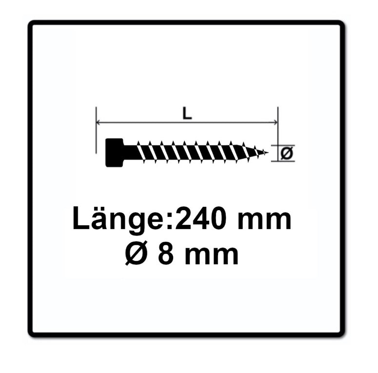 Vis SPAX IN.FORCE 8,0 x 240 mm 100 pièces (2x 1221010802405) Culasse entièrement filetée Torx T-STAR Plus T40 Foret WIROX CUT