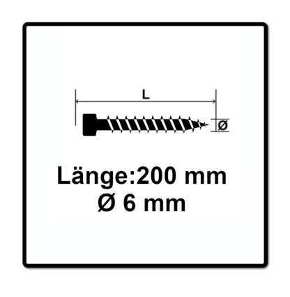 Vis SPAX IN.FORCE 6,0 x 200 mm 500 pièces (5x 1211010602005) Culasse entièrement filetée Torx T-STAR Plus T30 Foret WIROX 4CUT