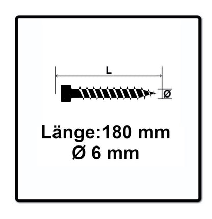 Vis SPAX IN.FORCE 6,0 x 180 mm 200 pièces (2x 1211010601805) Culasse entièrement filetée Torx T-STAR Plus T30 Foret WIROX 4CUT