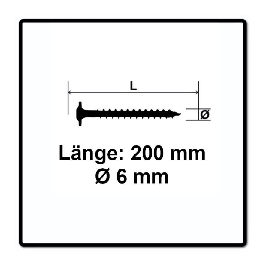 Vis à tête plate SPAX HI.FORCE 6,0 x 200 mm 100 pièces (2x 0251010602005) Torx T-Star Plus T30 filetage partiel Wirox 4Cut