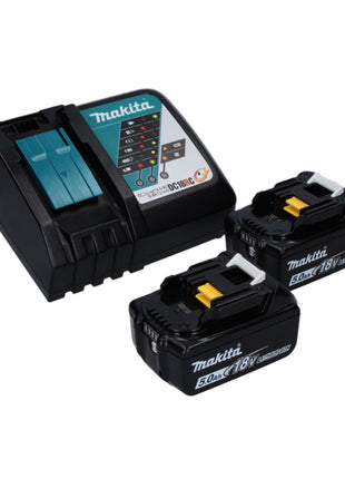 Makita DLM 432 RT2 tondeuse à gazon sans balais 36 V (2x 18 V) 43 cm + 2x batterie 5,0 Ah + chargeur