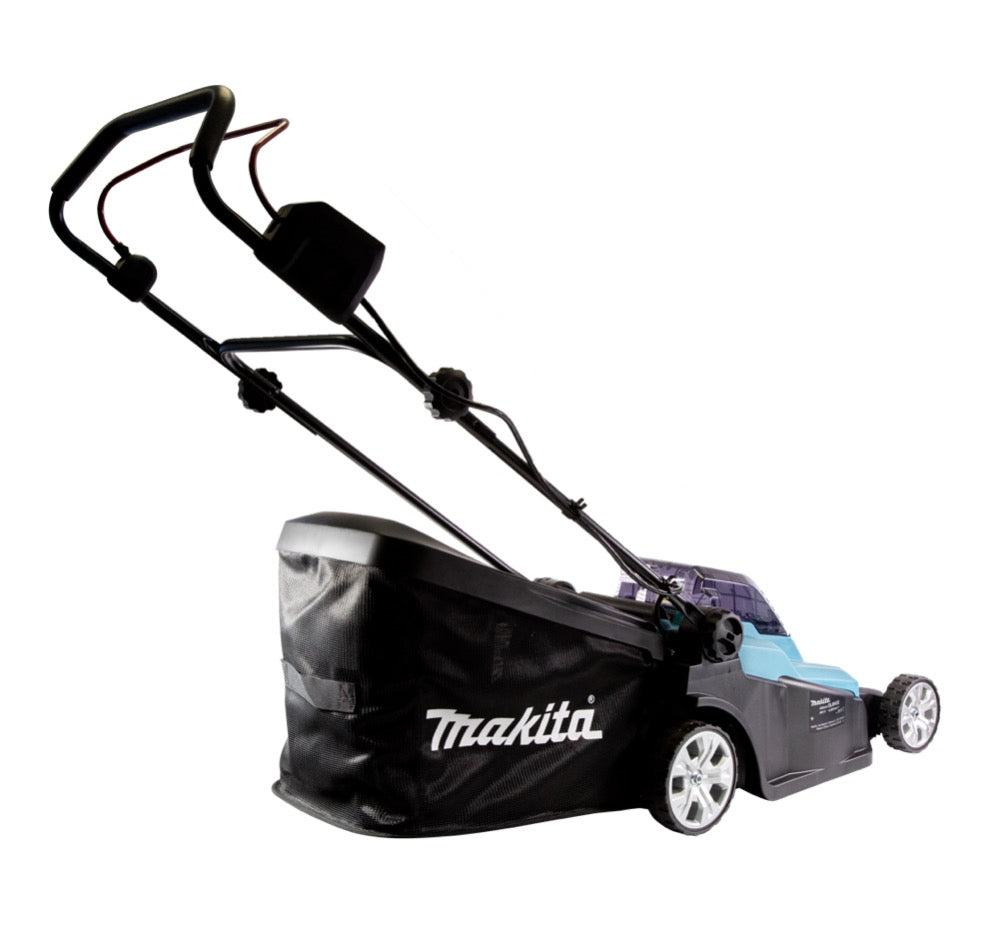 Makita DLM 432 PG2 tondeuse à gazon sans balais 36 V (2x 18 V) 43 cm + 2x batterie 6,0 Ah + double chargeur