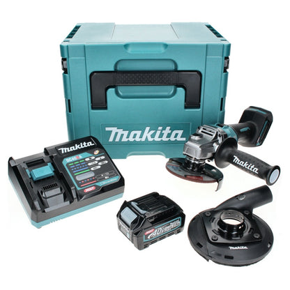 Makita GA 005 GD101 Akku Winkelschleifer 40 V max. 125 mm Brushless  XGT + 1x Akku 2,5 Ah + Ladegerät + Absaughaube + Makpac