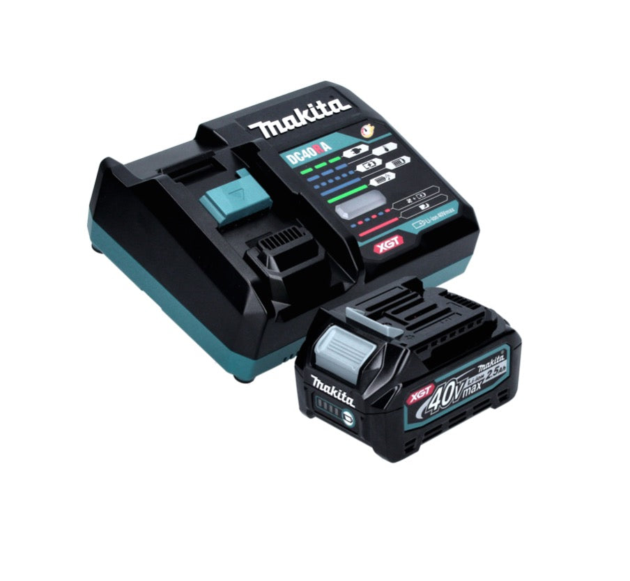 Meuleuse d'angle sur batterie Makita GA 013 GD101 40 V max. 125 mm sans balais XGT + 1x batterie 2,5 Ah + chargeur + hotte d'aspiration + Makpac