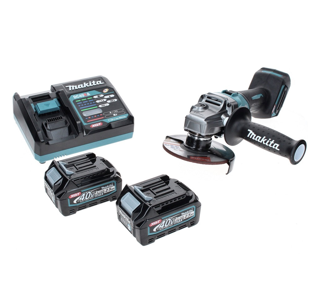 Meuleuse d'angle sur batterie Makita GA 008 GD2 40 V max. 125 mm sans balais XGT + 2x batteries 2,5 Ah + chargeur