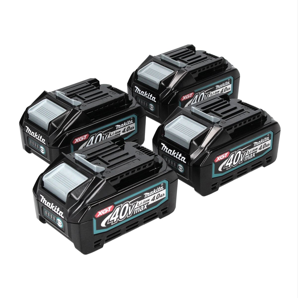 Jeu de batteries Makita 4x BL 4040 40 V max. 4,0 Ah XGT Li-Ion (4x 191B26-6) Classe de protection IP64 avec affichage LED