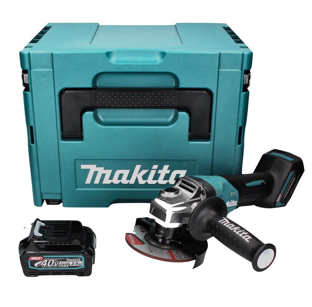 Meuleuse d'angle sur batterie Makita GA 016 GD101 40 V max. 125 mm sans balais XGT + 1x batterie 2,5 Ah + Makpac - sans chargeur