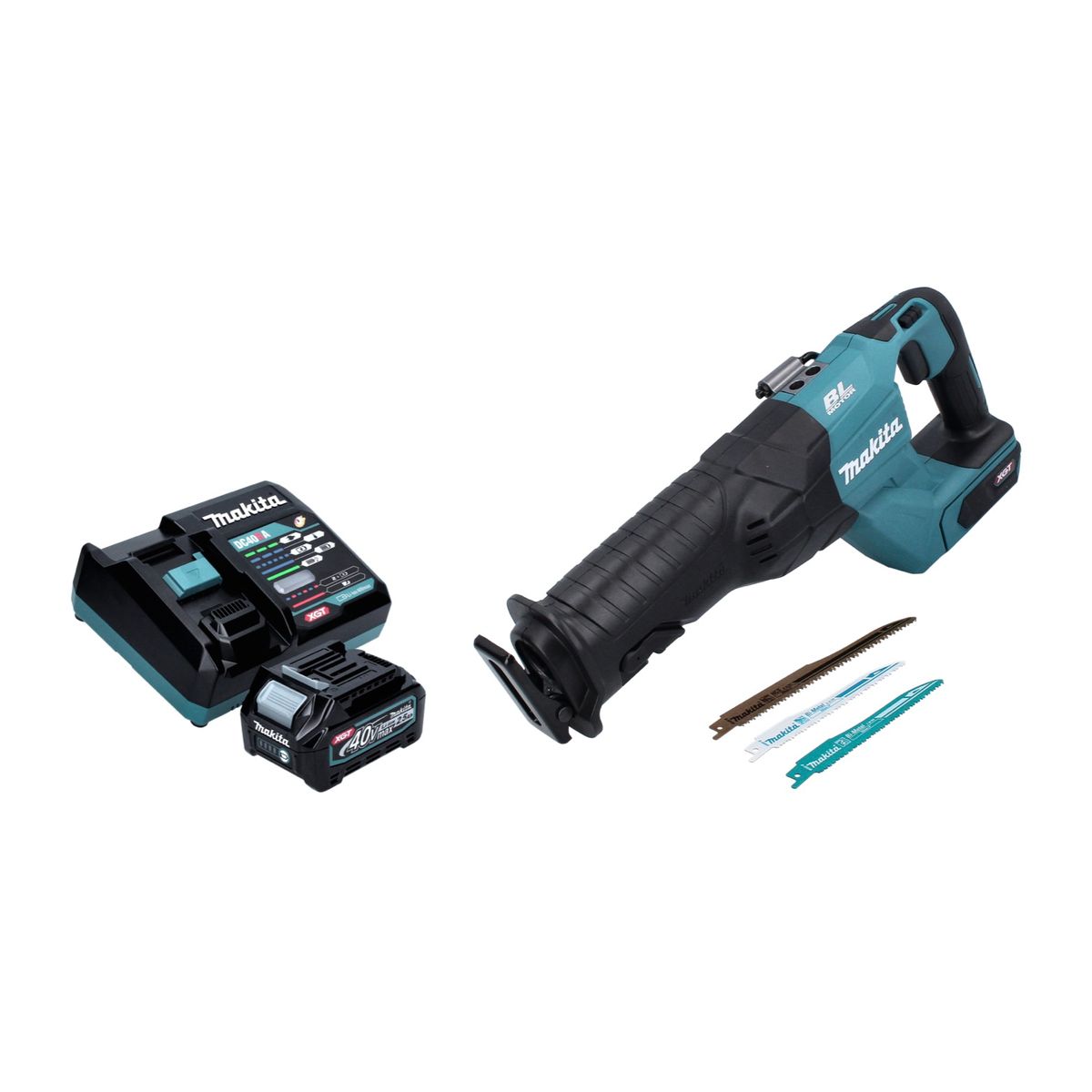 Scie alternative à batterie Makita JR 001 GD1 40 V max. Scie sabre sans balais XGT + 1x batterie 2,5 Ah + chargeur - sans coffret