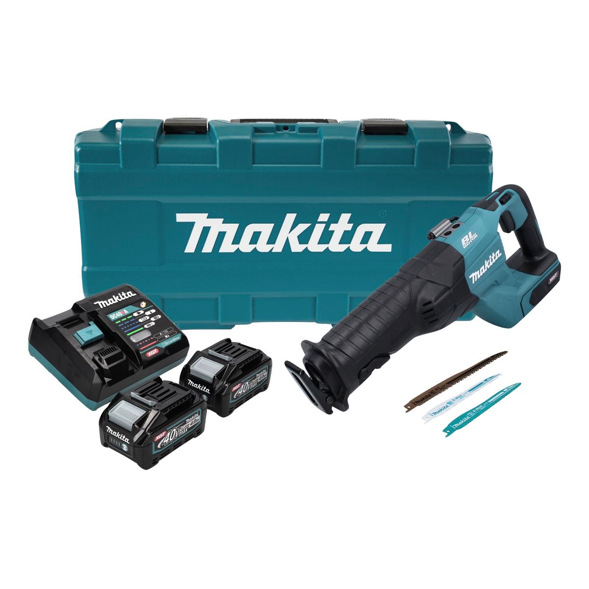 Makita JR 001 GM201 Akku Reciprosäge 40 V max. Brushless Säbelsäge XGT + 2x Akku 4,0 Ah + Ladegerät + Koffer