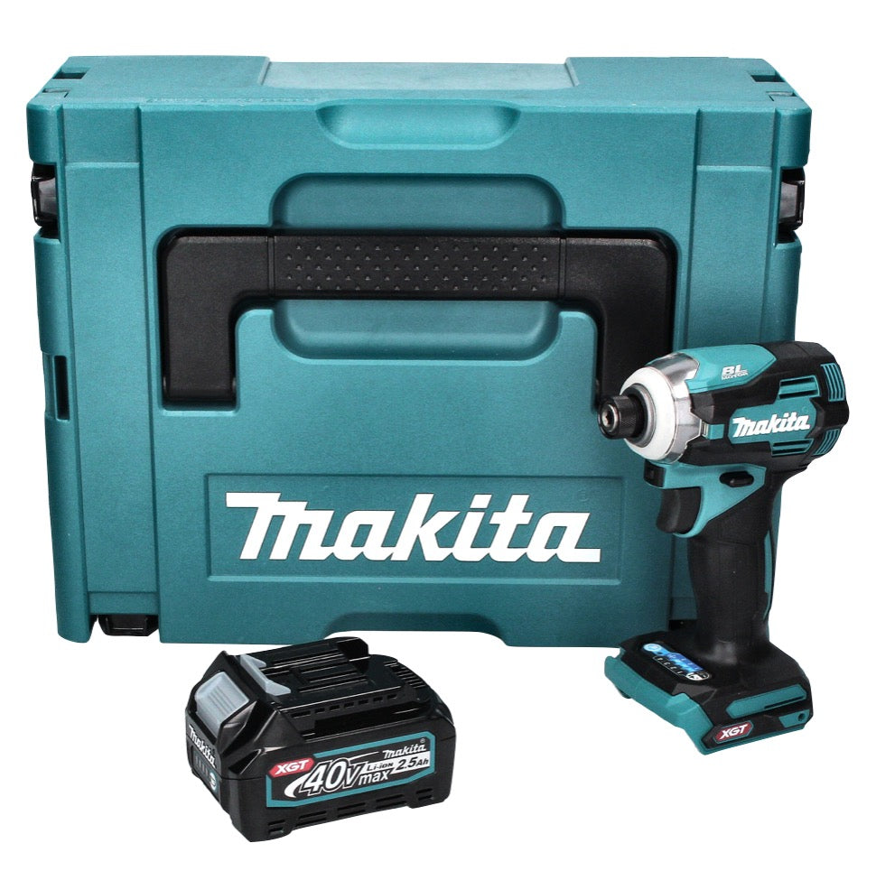 Makita TD 001 GD101 Akku Schlagschrauber 40 V 220 Nm 1/4" XGT Brushless + 1x Akku 2,5 Ah + Makpac - ohne Ladegerät