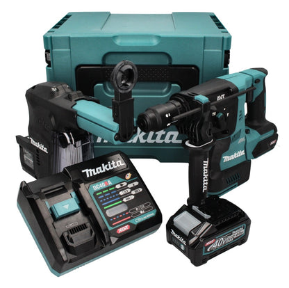 Makita HR 004 GM 101 marteau combiné à batterie 40 V max. 2,8 J SDS plus XGT Brushless + aspiration de poussière DX 14 + 1x batterie 4,0 Ah + chargeur + Makpac