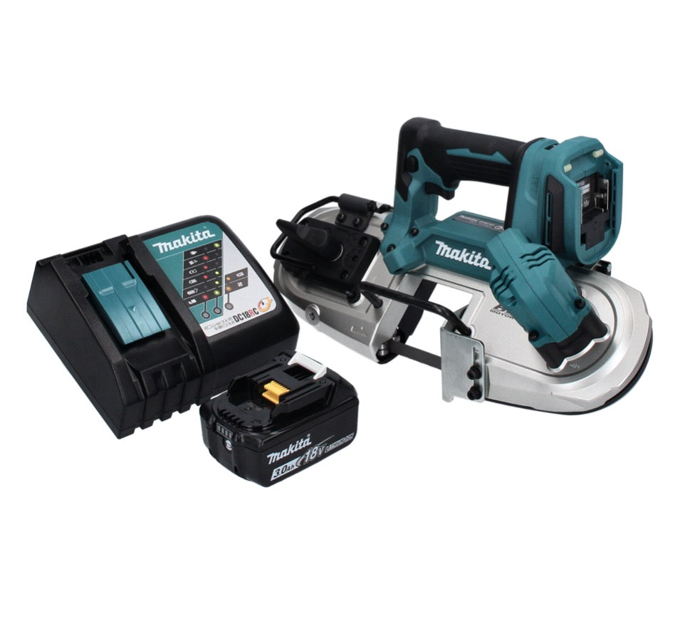 Makita DPB 183 RF1 scie à ruban sans balais 18 V 66 mm + 1 batterie 3,0 Ah + chargeur