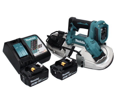 Makita DPB 183 RF scie à ruban sans balais 18 V 66 mm + 2 batteries 3,0 Ah + chargeur