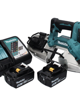 Makita DPB 183 RT scie à ruban sur batterie 18 V 66 mm sans balais + 2x batteries 5,0 Ah + chargeur