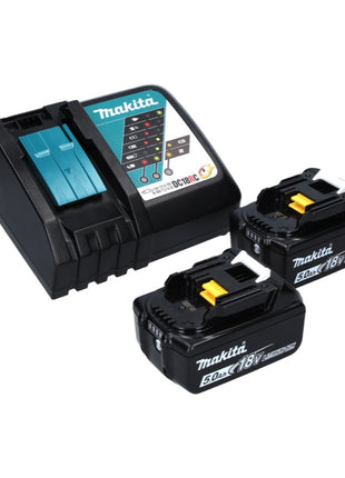 Makita DPB 183 RT scie à ruban sur batterie 18 V 66 mm sans balais + 2x batteries 5,0 Ah + chargeur