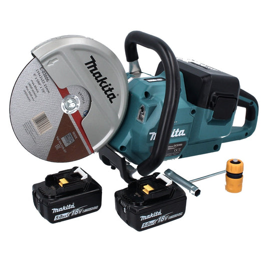 Makita DCE 090 T2X1 Akku Trennschleifer 36 V ( 2x 18 V ) 230 mm Brushless + 2x Akku 5,0 Ah - ohne Ladegerät