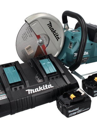 Makita DCE 090 PG2X1 Akku Trennschleifer 36 V ( 2x 18 V ) 230 mm Brushless + 2x Akku 6,0 Ah + Doppelladegerät