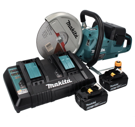 Makita DCE 090 PG2X1 Akku Trennschleifer 36 V ( 2x 18 V ) 230 mm Brushless + 2x Akku 6,0 Ah + Doppelladegerät