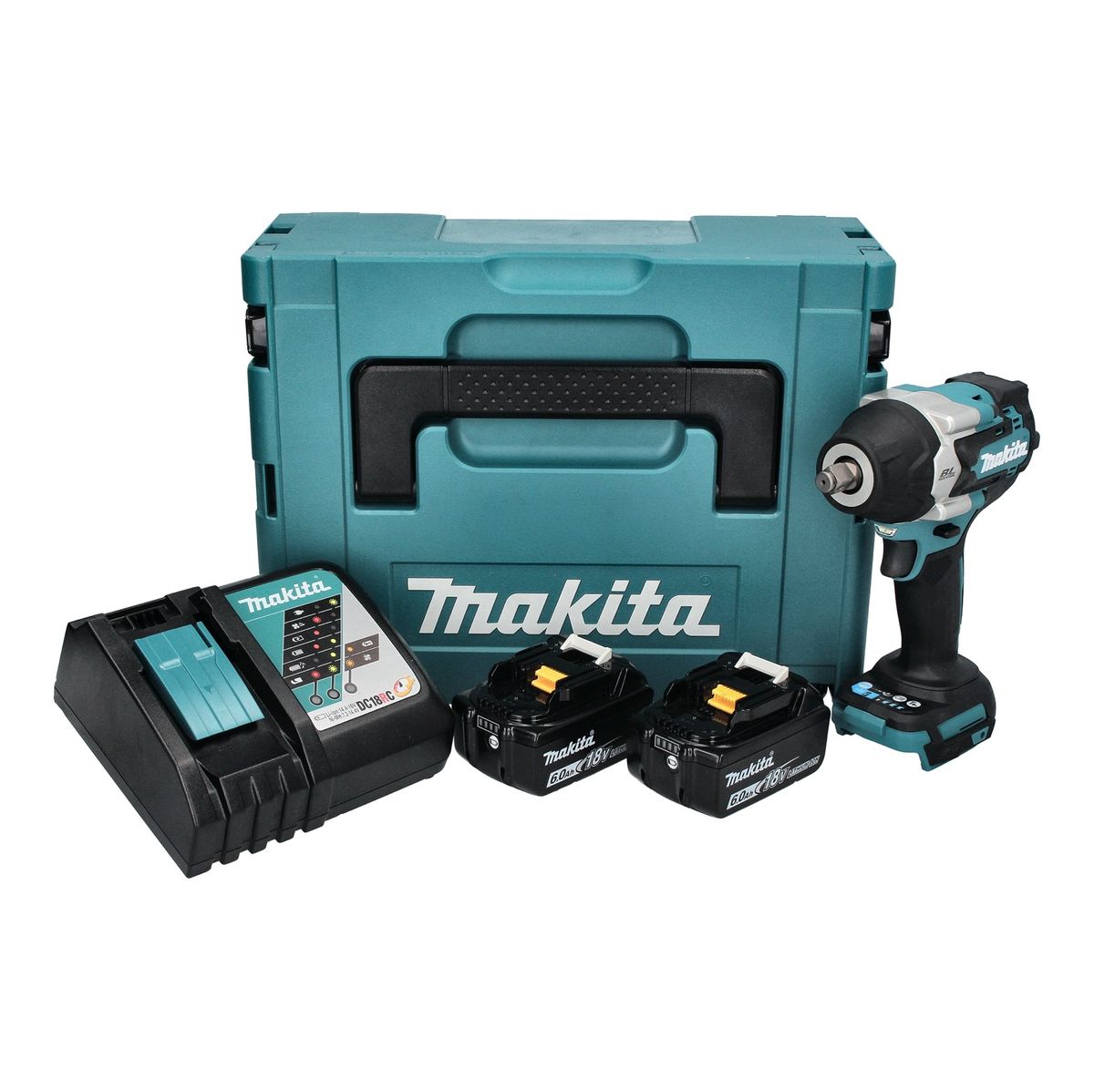 Makita DTW 700 RGJ clé à chocs sans fil 18 V 700 Nm 1/2" XPT Brushless + 2x batterie 6,0 Ah + chargeur + Makpac