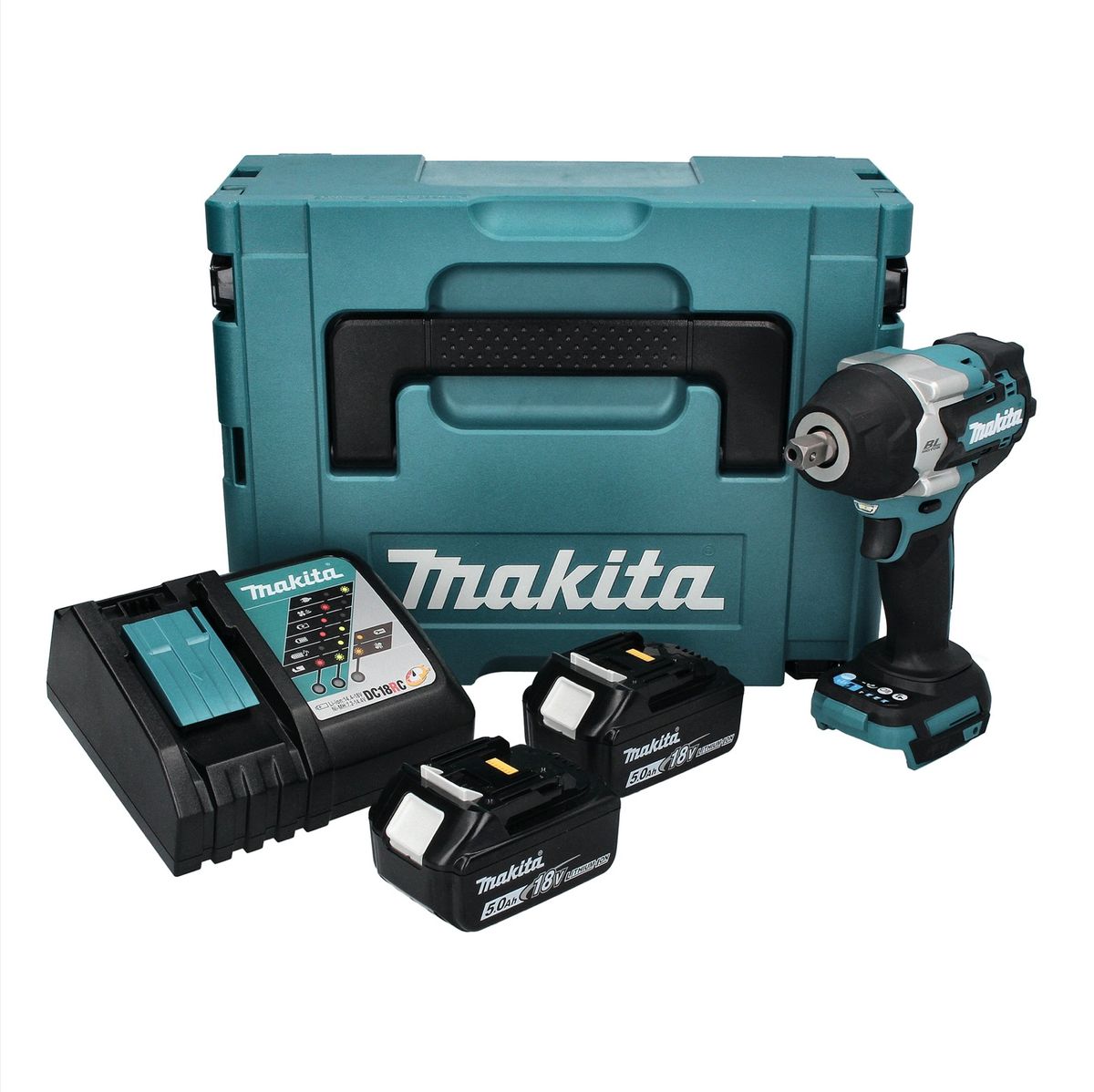 Makita DTW 701 RTJ clé à chocs sans fil 18 V 700 Nm 1/2" XPT Brushless + 2x batterie 5,0 Ah + chargeur + Makpac