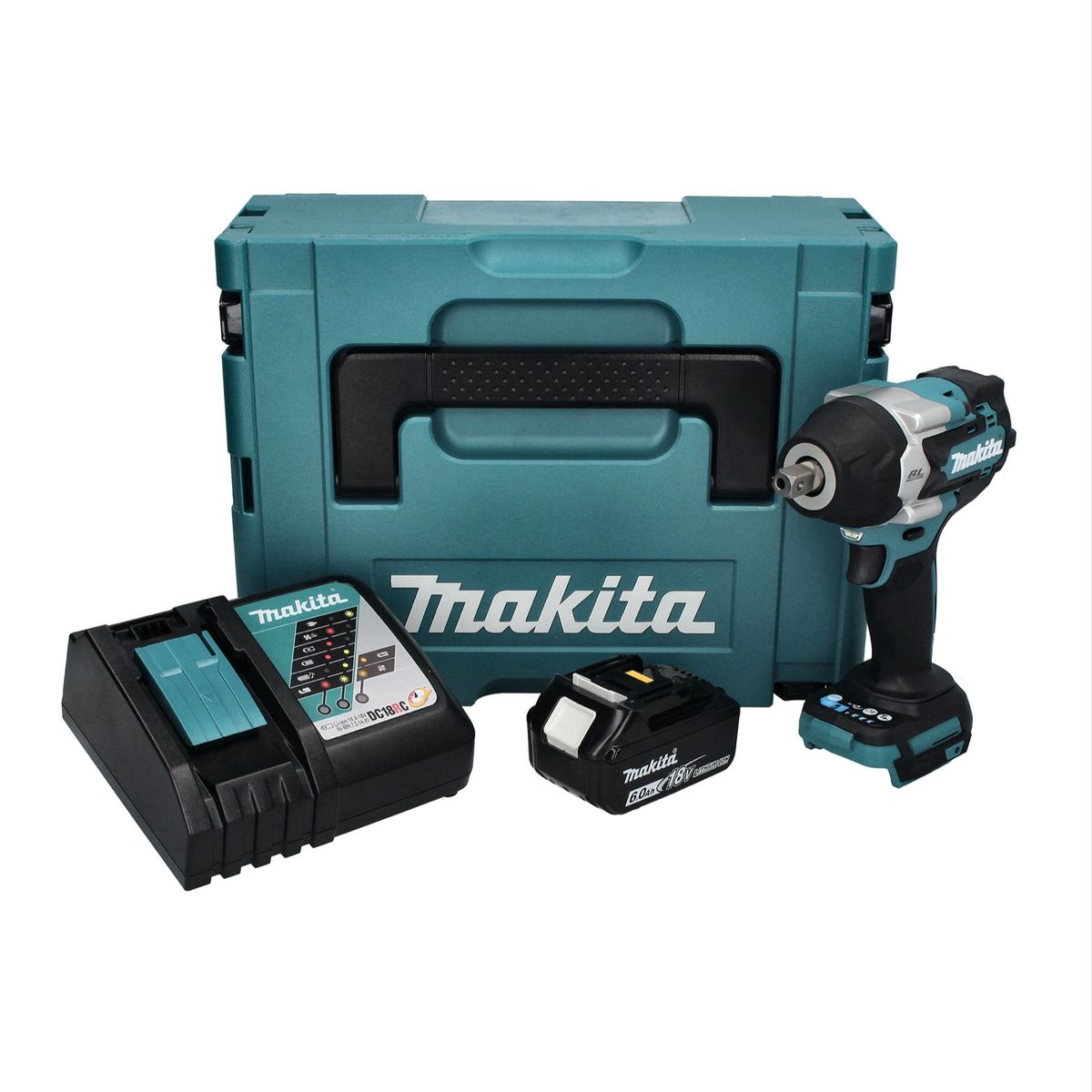 Makita DTW 701 RG1J clé à chocs sans fil 18 V 700 Nm 1/2" XPT Brushless + 1x batterie 6,0 Ah + chargeur + Makpac