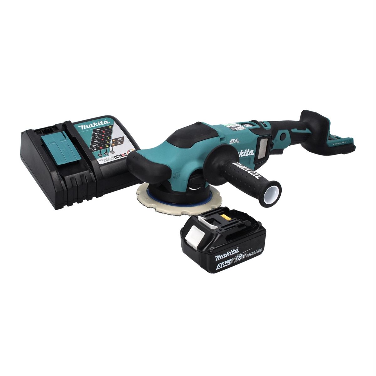 Makita DPO 600 RT1 Akku Exzenterpolierer 18 V 150 mm XPT Brushless + 1x Akku 5,0 Ah + Ladegerät