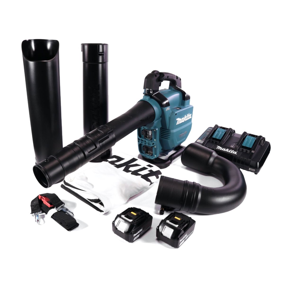 Makita DUB 363 PT2V souffleur/aspirateur à feuilles sans balais 36 V (2x 18 V) + kit d'aspiration + 2x batterie 5,0 Ah + double chargeur