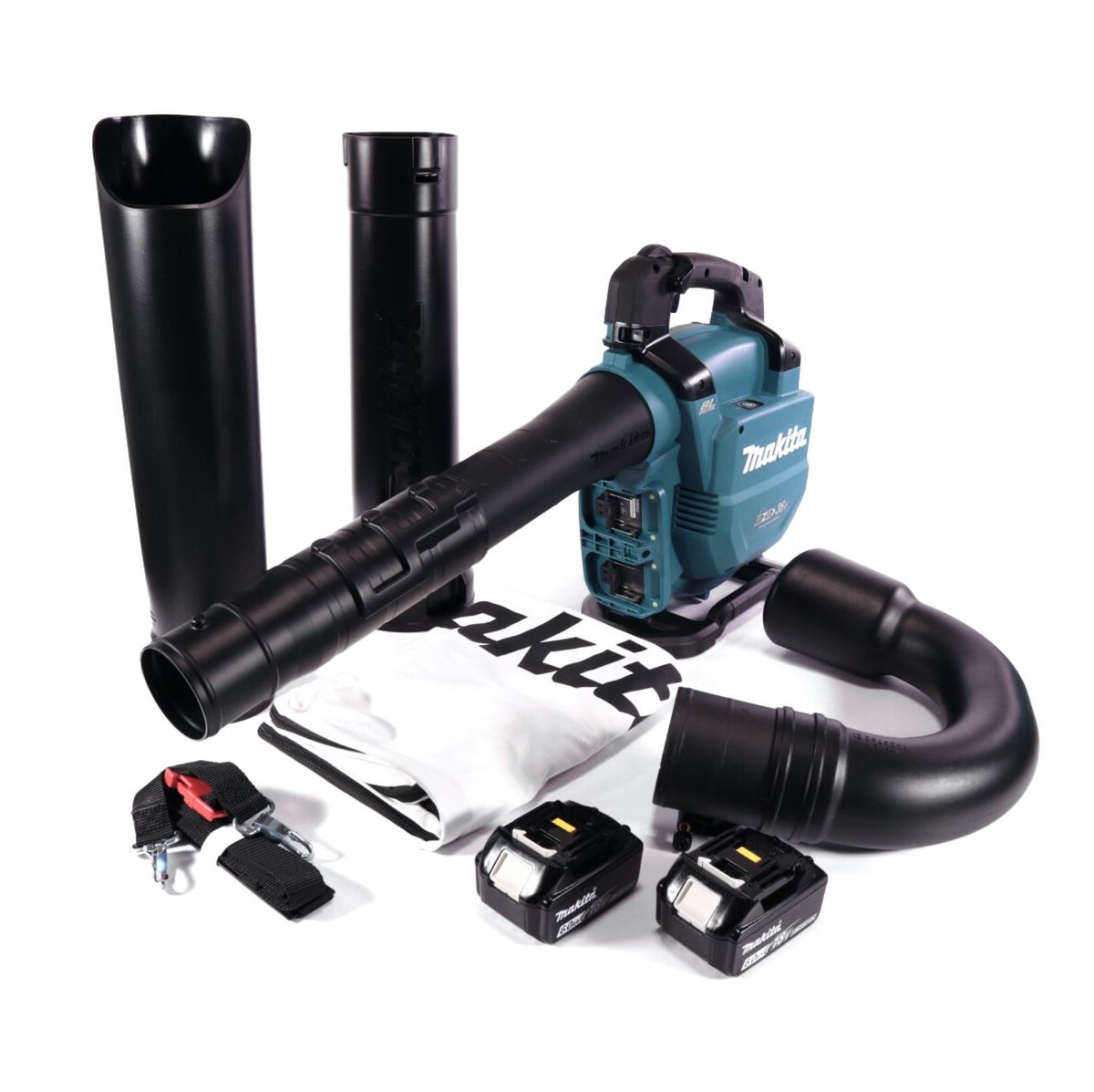 Makita DUB 363 G2V Akku Gebläse / Laubsauger 36 V ( 2x 18 V ) Brushless + Absaug Set + 2x Akku 6,0 Ah - ohne Ladegerät