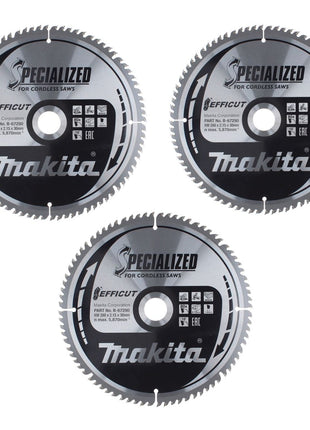 Makita CMSXF26080G SPECIALIZED EFFICUT lame de scie 260 x 30 x 1,65 mm 3 pièces (3x B-67290) 80 dents pour le bois