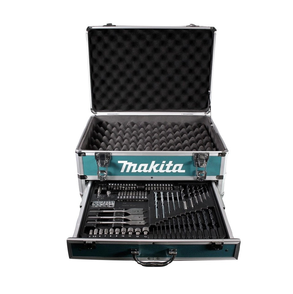 Makita DHP 484 RF2X4 Akku Schlagohrschrauber 18 V 54 Nm Brushless + 2x Akku 3,0 Ah + Ladegerät + 70 tlg. Bit Bohrer Set + Koffer