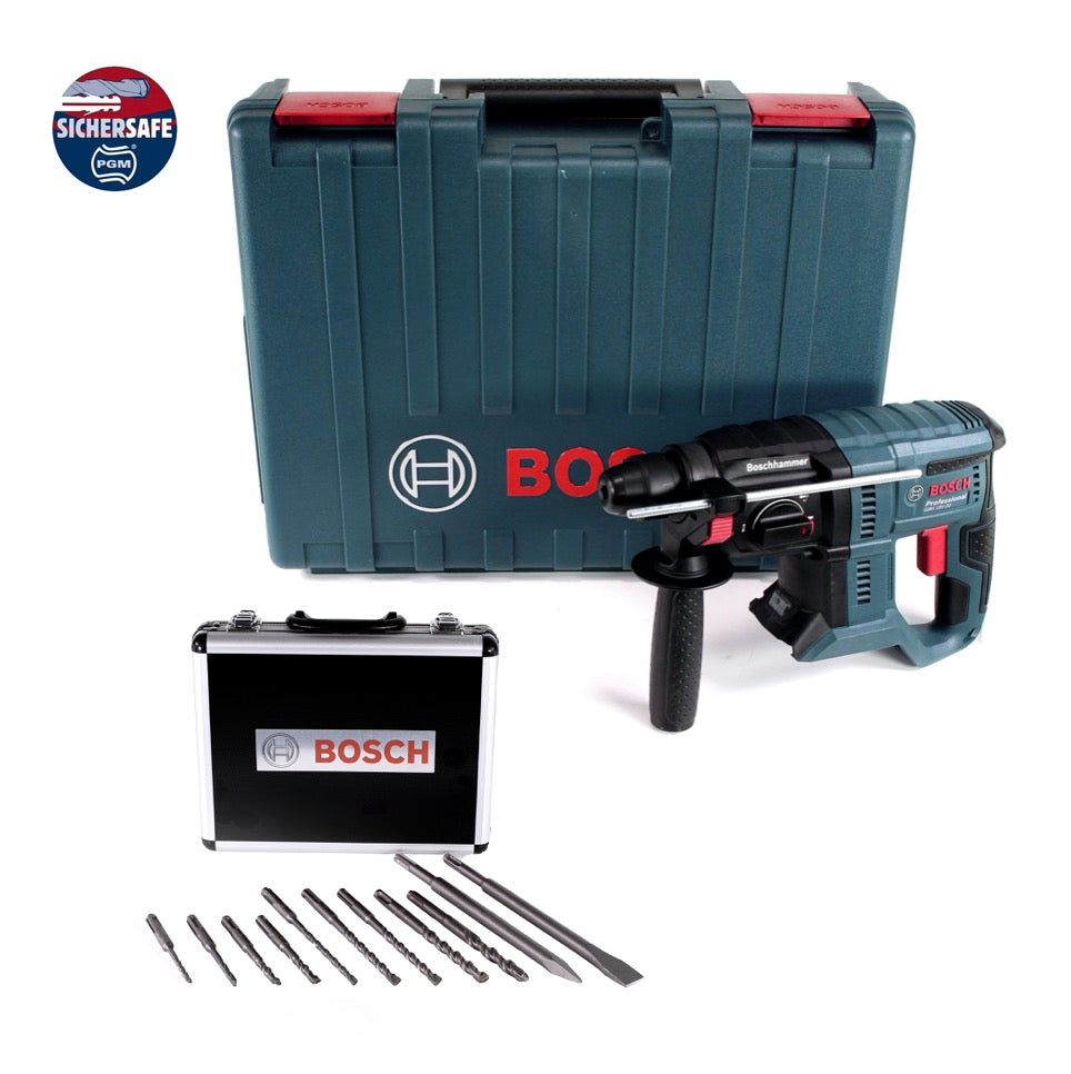 Bosch GBH 18V-20 Akku Bohrhammer 18 V 1,7 J  SDS-plus + Bohrer und Meißel Set 11 tlg. PGM zertifiziert + Koffer - ohne Akku, ohne Ladegerät